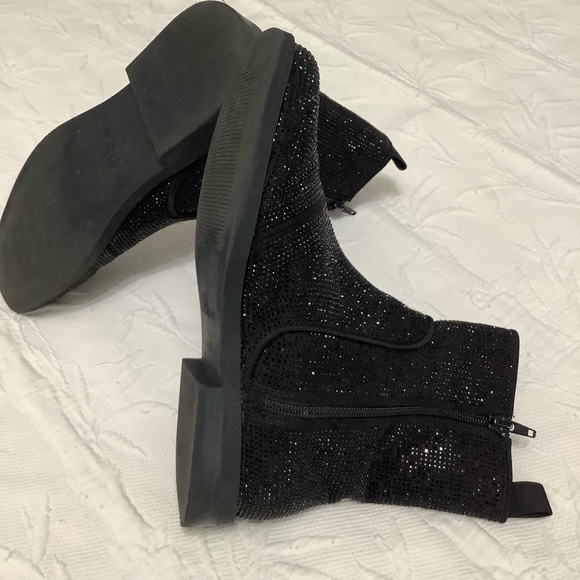 Zara flat black rhinestone ankle boot 37 EU 6.5/7 US - Picture 9 of 10